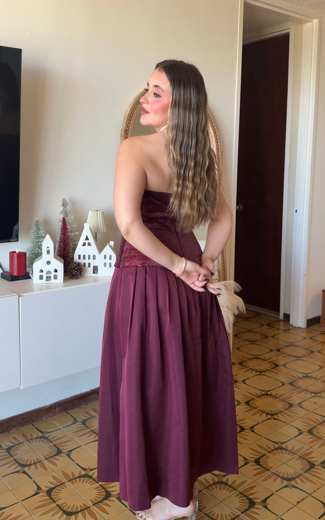 Sequin Burgundy Dress